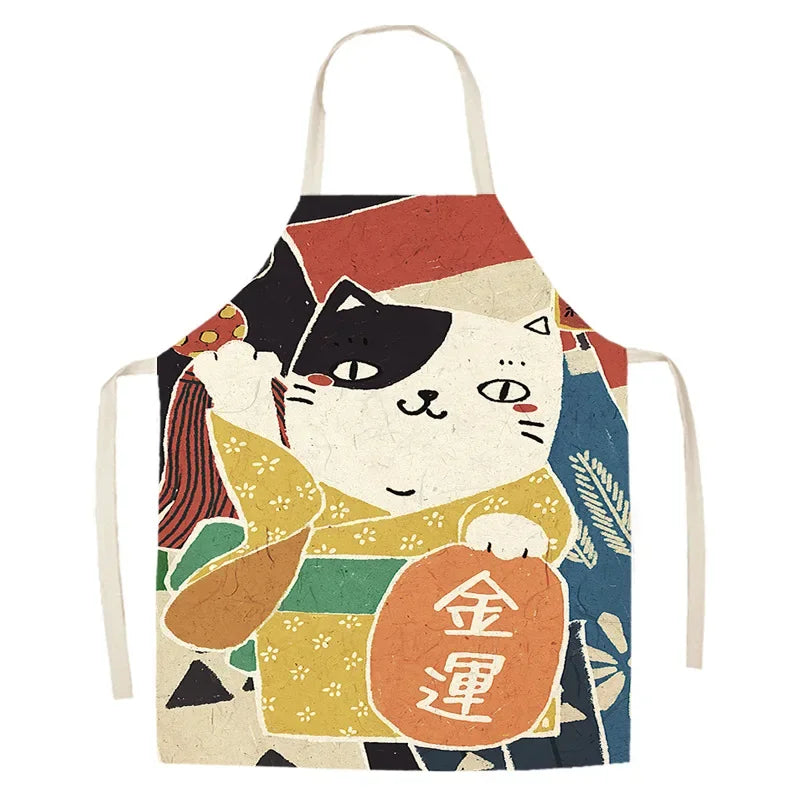Tablier de cuisine chat "Yukata" jaune