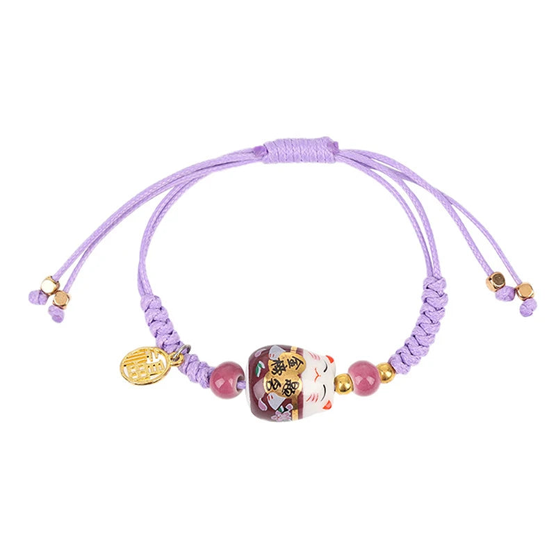 Bracelet Lucky cat mauve
