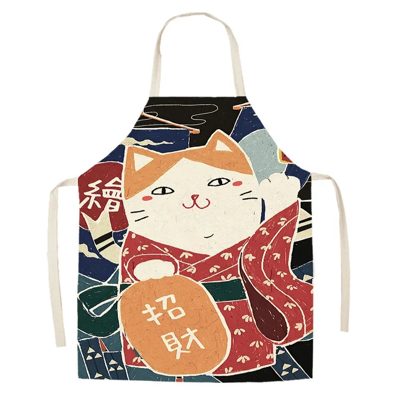 Tablier de cuisine chat "Yukata" rouge