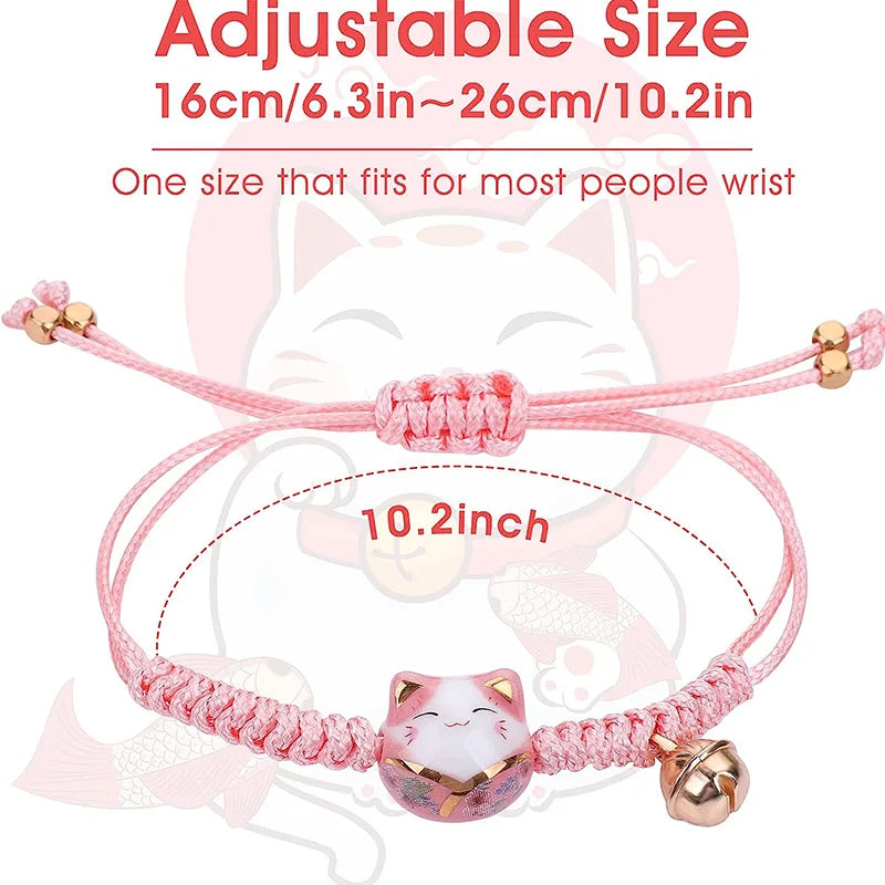 Pack de 3 bracelets Maneki Neko à clochettes