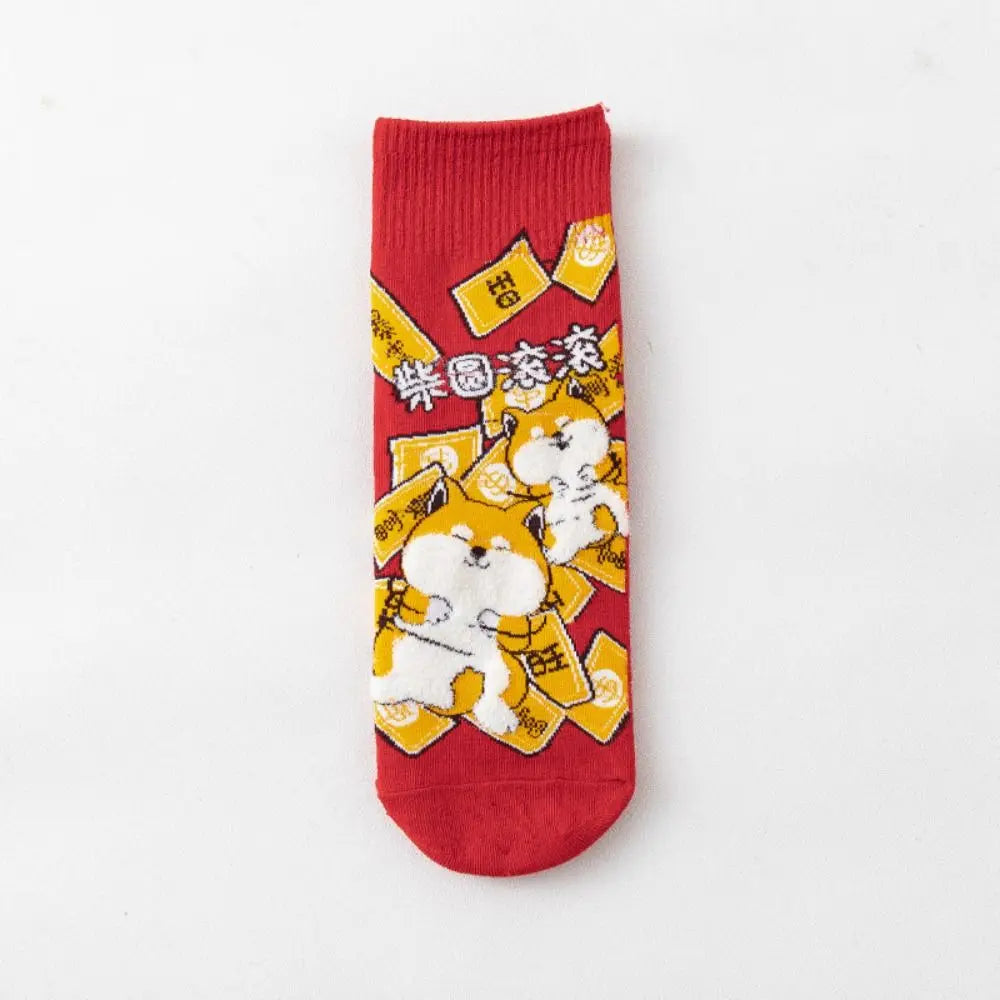 Chaussettes Maneki Neko rouge "Chance"