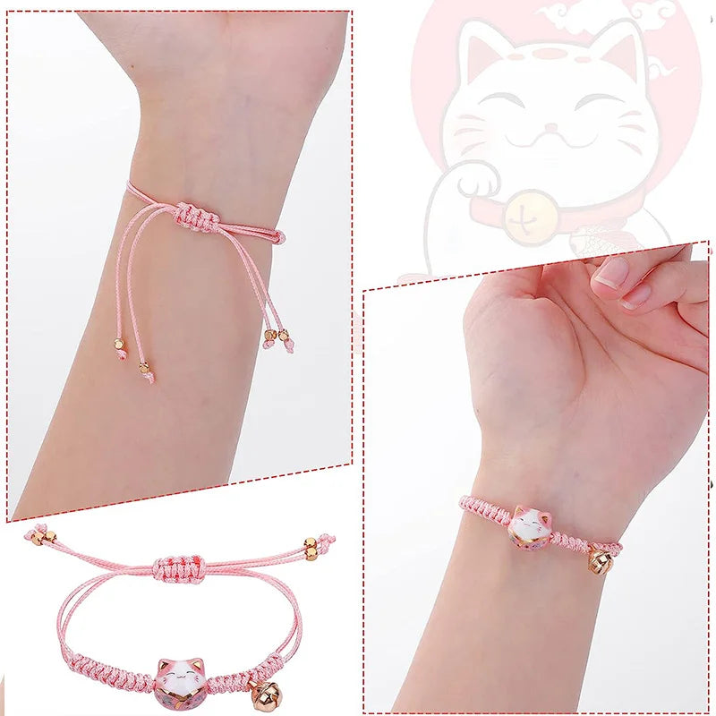 Pack de 3 bracelets Maneki Neko à clochettes