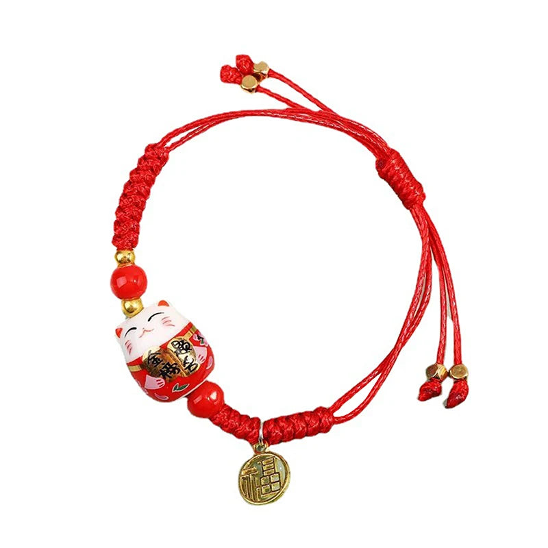 Bracelet Lucky cat rouge
