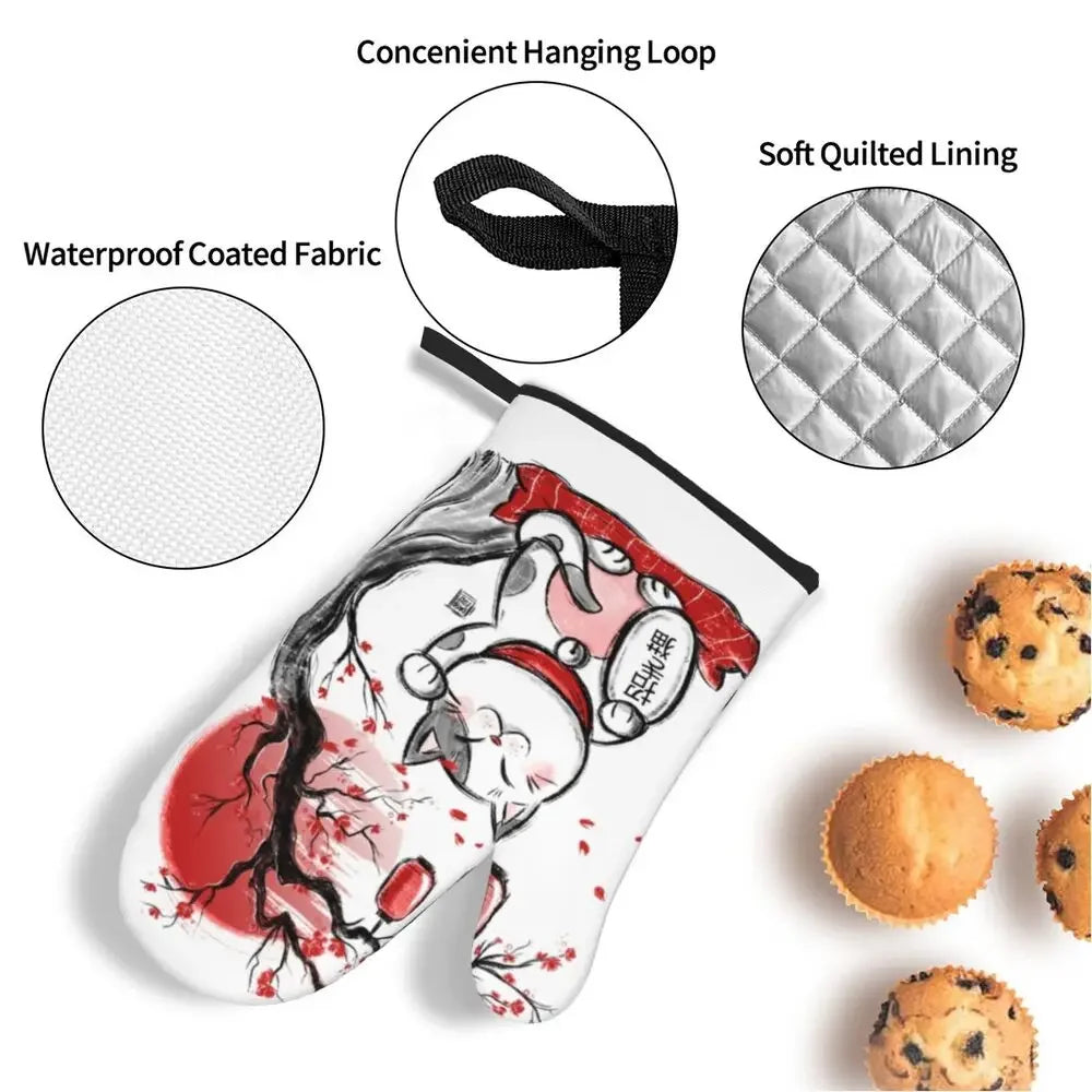 Manique de cuisine Maneki Neko blanc "Japon"