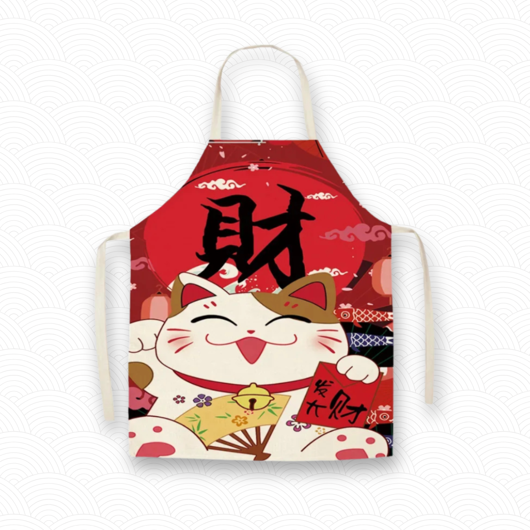Tablier chat porte bonheur