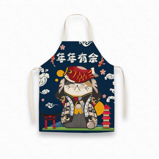 Tablier de cuisine Maneki Neko Rouge