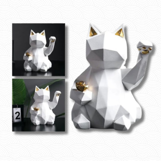 Maneki neko Moderne géométrique blanc