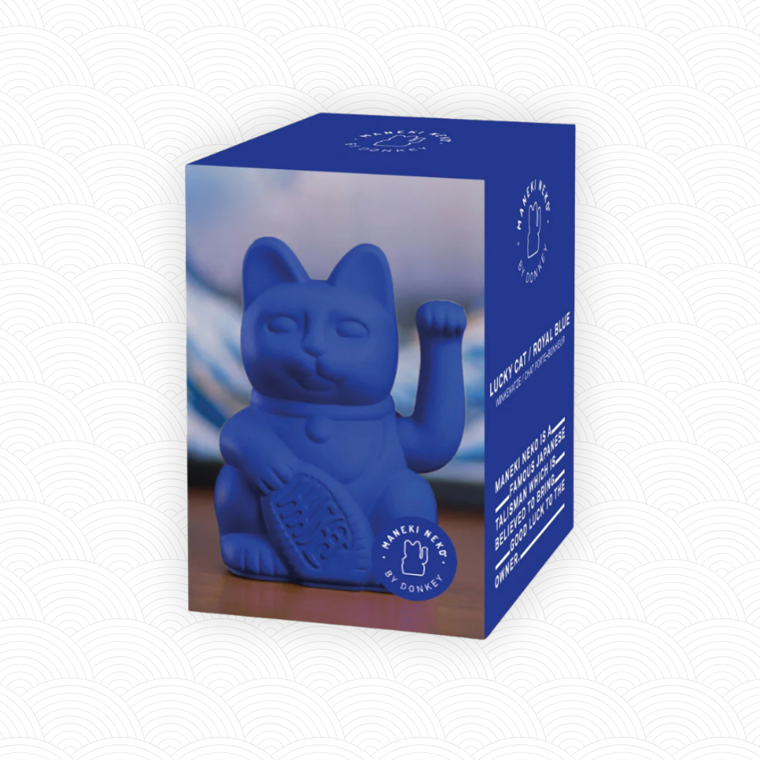 Maneki Neko Bleu Royal design<br>Lucky cat Royal Blue