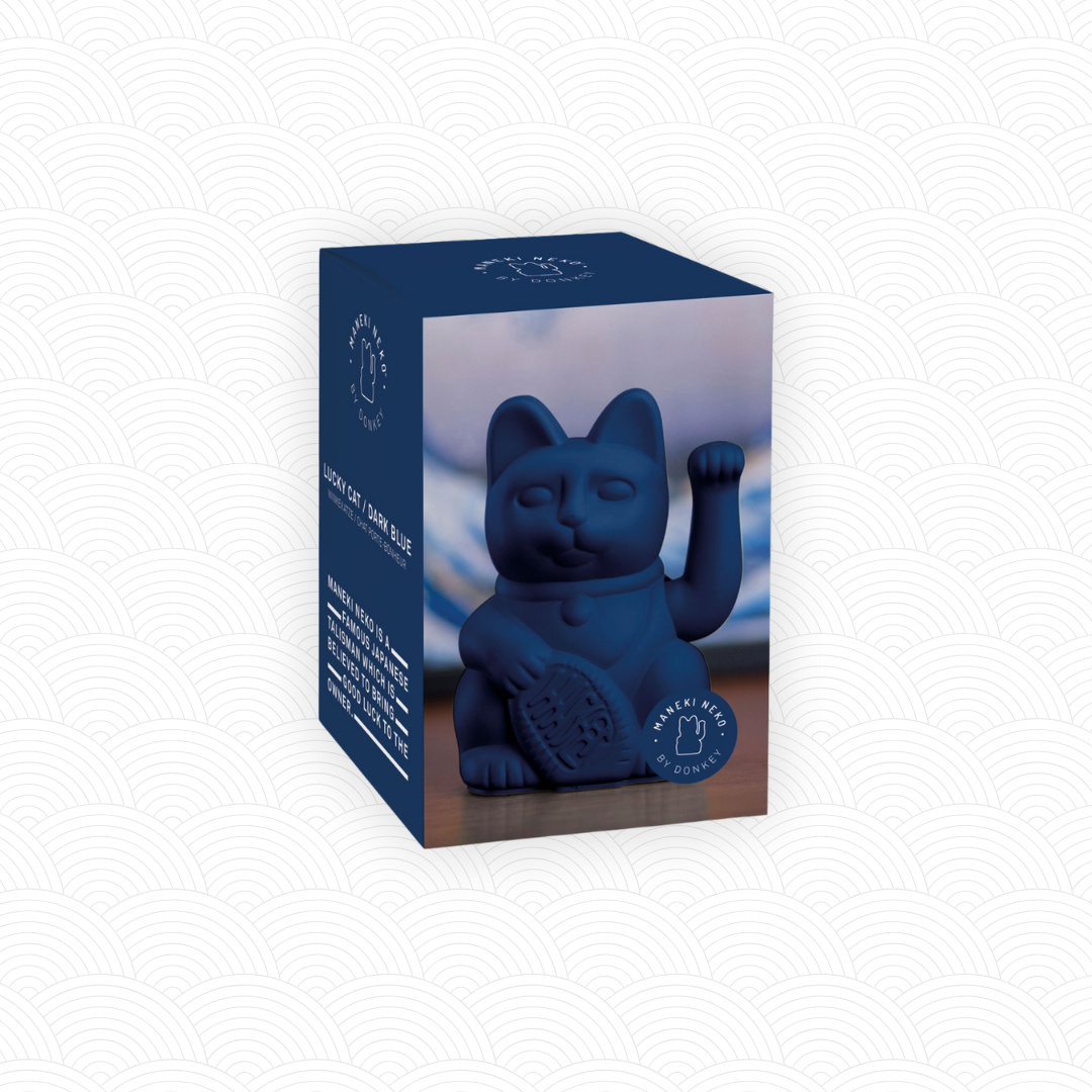 Maneki Neko Bleu Marine design<br>Lucky cat Bleu