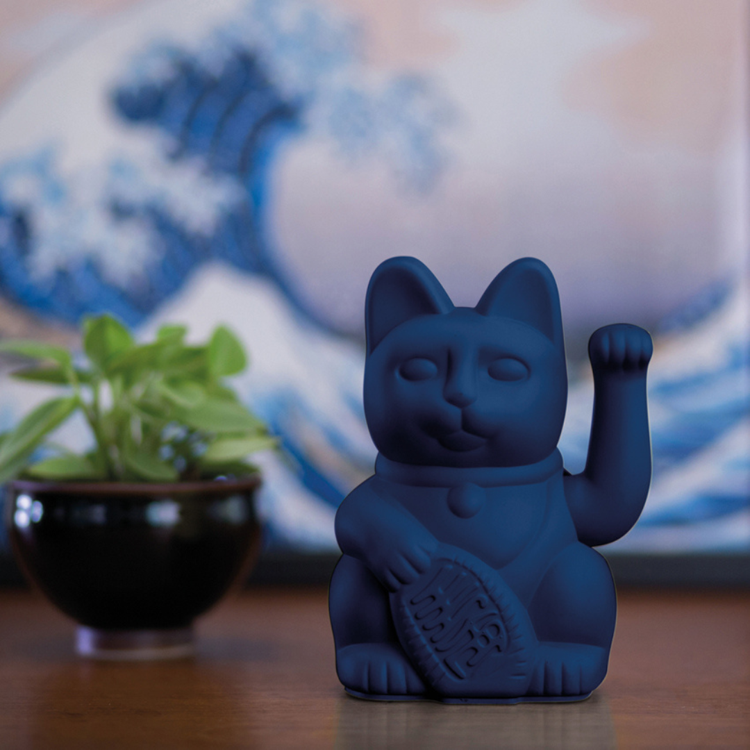 Maneki Neko Bleu Marine design<br>Lucky cat Bleu