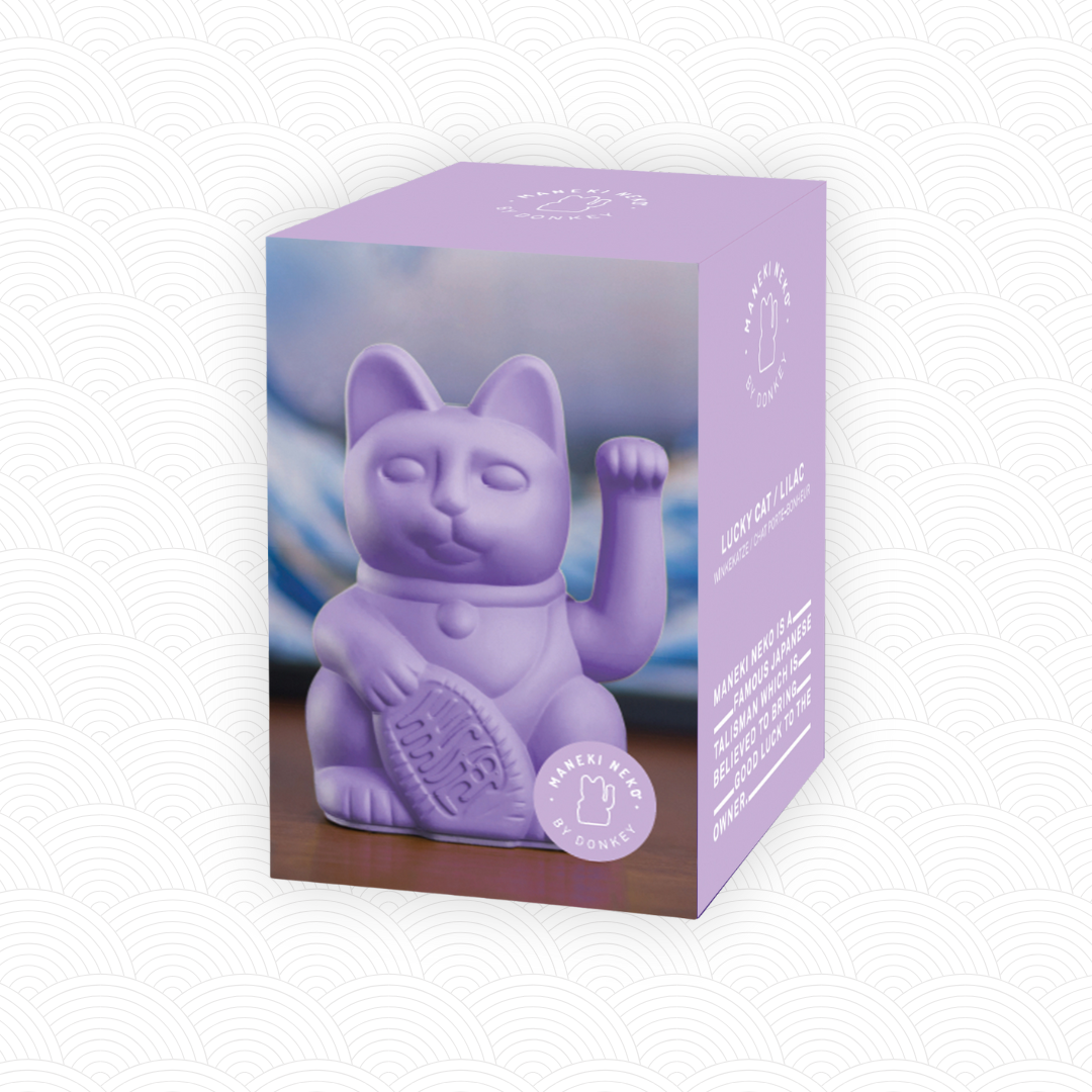 Maneki Neko Mauve Lilas design<br>Lucky cat Lilas