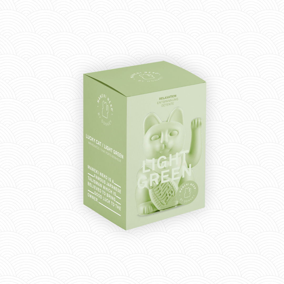Maneki Neko Vert Clair design<br>Lucky cat Vert Clair