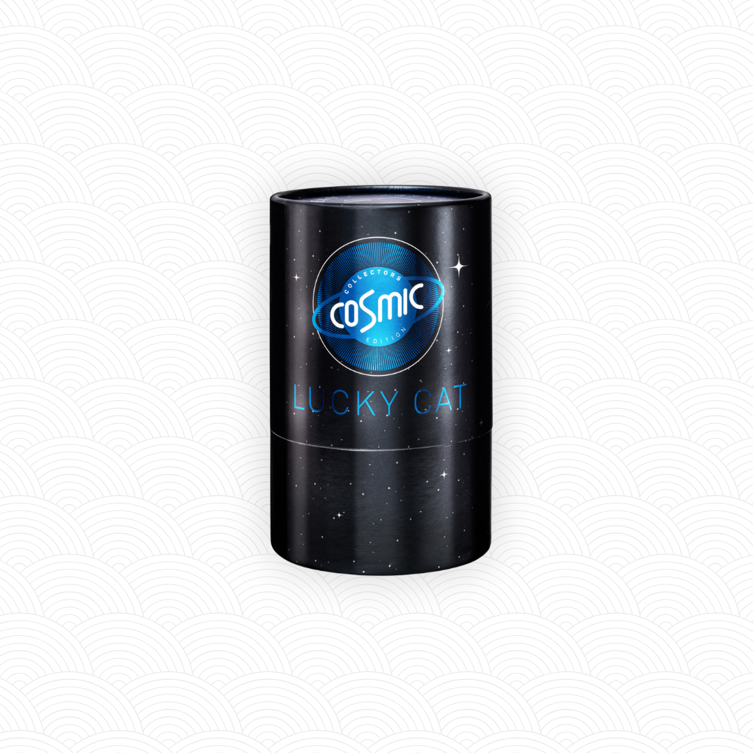 Maneki Neko "Cosmic" bleu brillant <br>Lucky cat Cosmic n°1 Earth Shiny Blue