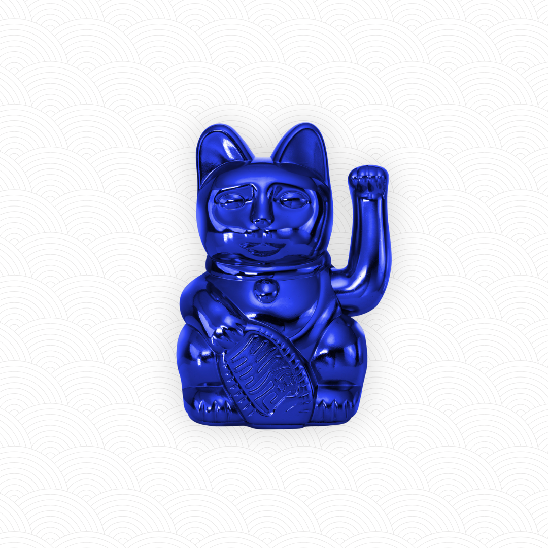 Maneki Neko "Cosmic" bleu brillant <br>Lucky cat Cosmic n°1 Earth Shiny Blue
