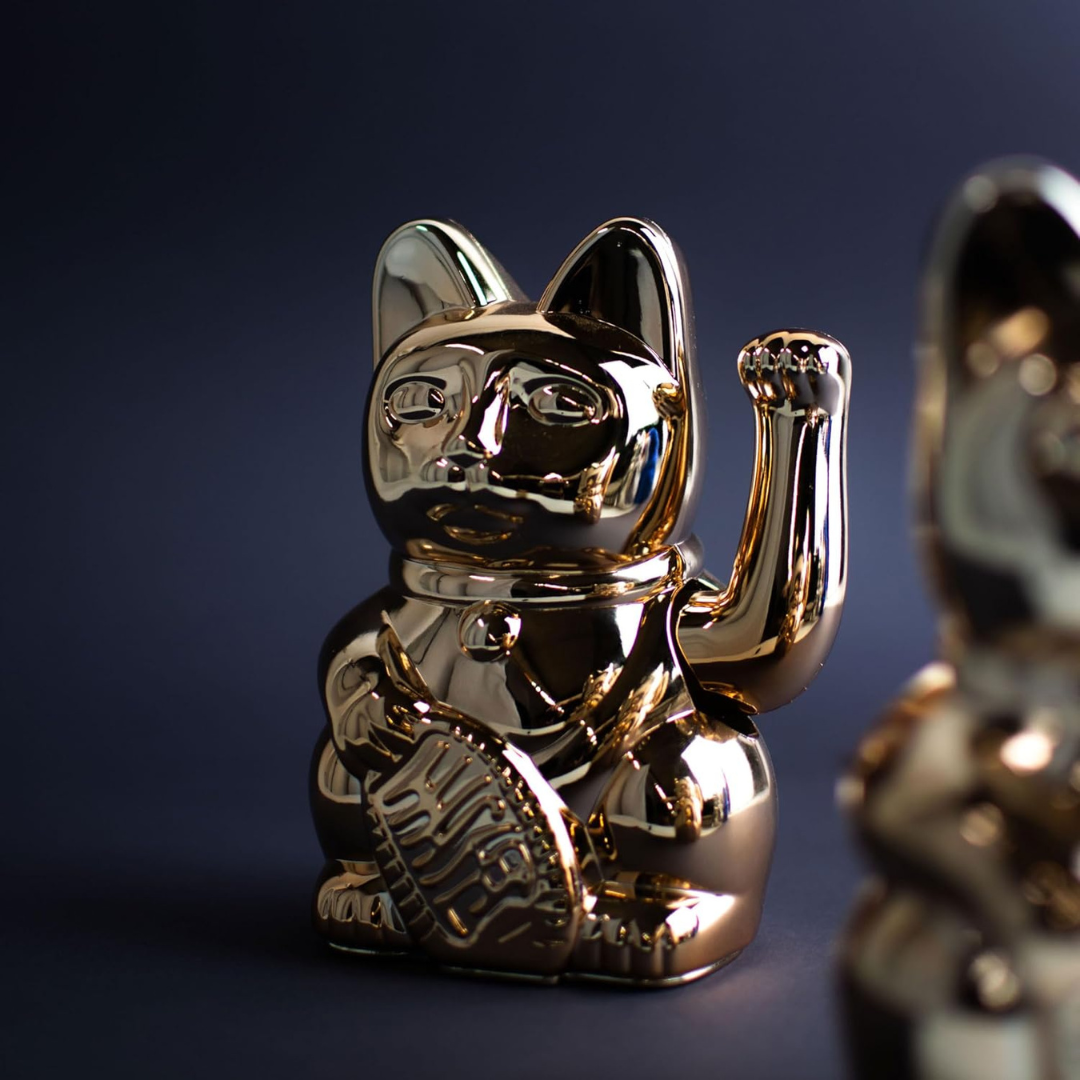 Maneki Neko "Cosmic" Platine brillant <br>Lucky cat Cosmic n°5 Jupiter Shiny Platinium
