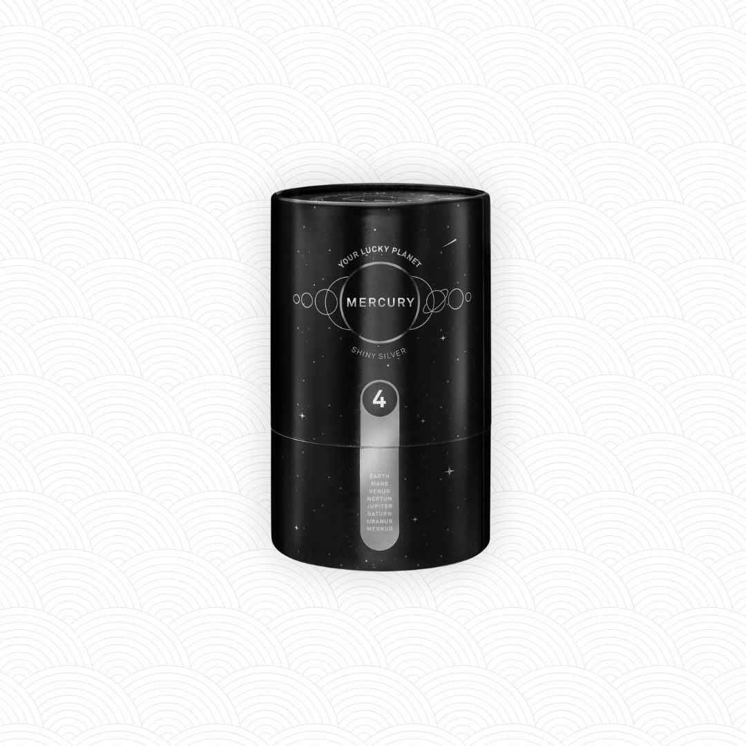 Maneki Neko "Cosmic" Argent brillant <br>Lucky cat Cosmic n°4 Mercure Shiny Silver