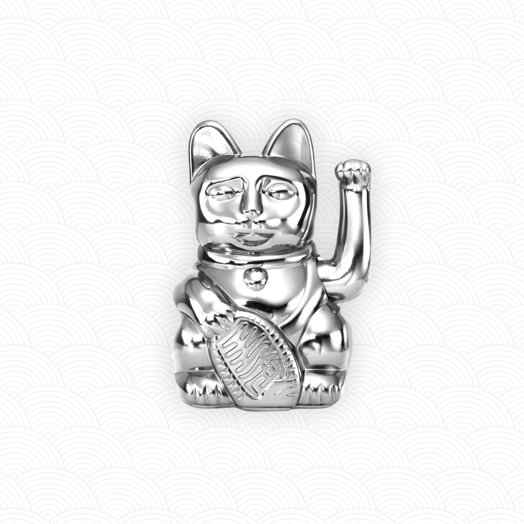 Maneki Neko "Cosmic" Argent brillant <br>Lucky cat Cosmic n°4 Mercure Shiny Silver