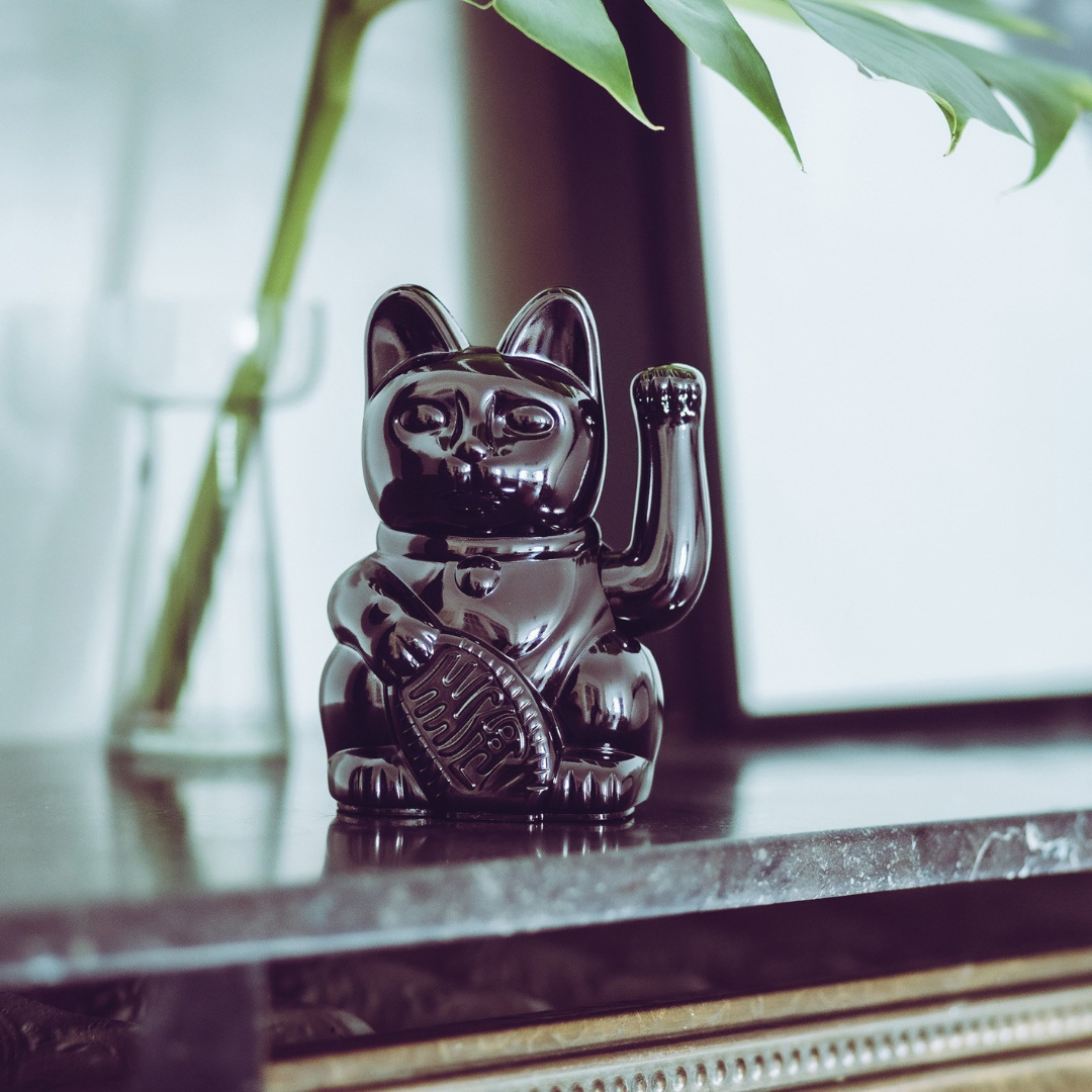 Maneki Neko "Egypt" Noir <br>Lucky cat Glossy Black