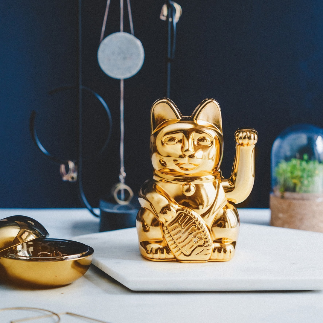 Maneki Neko "Egypt" Doré <br>Lucky cat Glossy Gold
