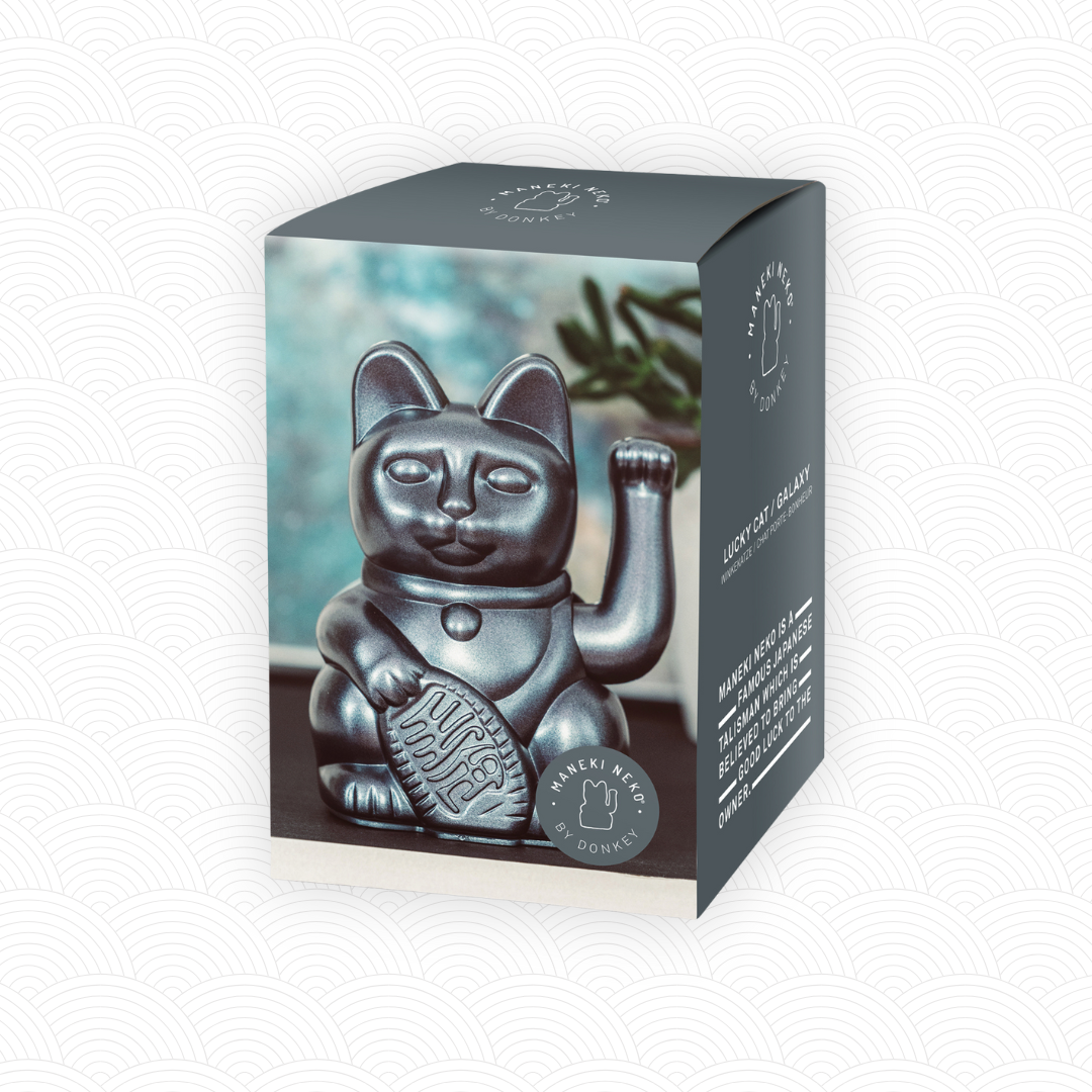 Maneki Neko Gris brillant<br>Lucky cat Galaxy