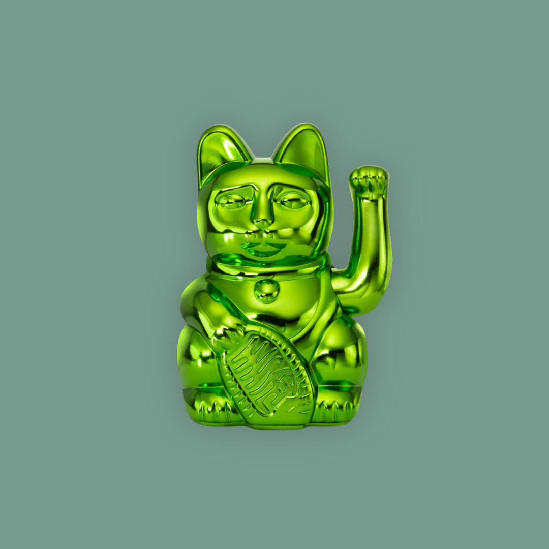 Maneki Neko pour "Noël" vert <br>Lucky cat Christmas glossy green