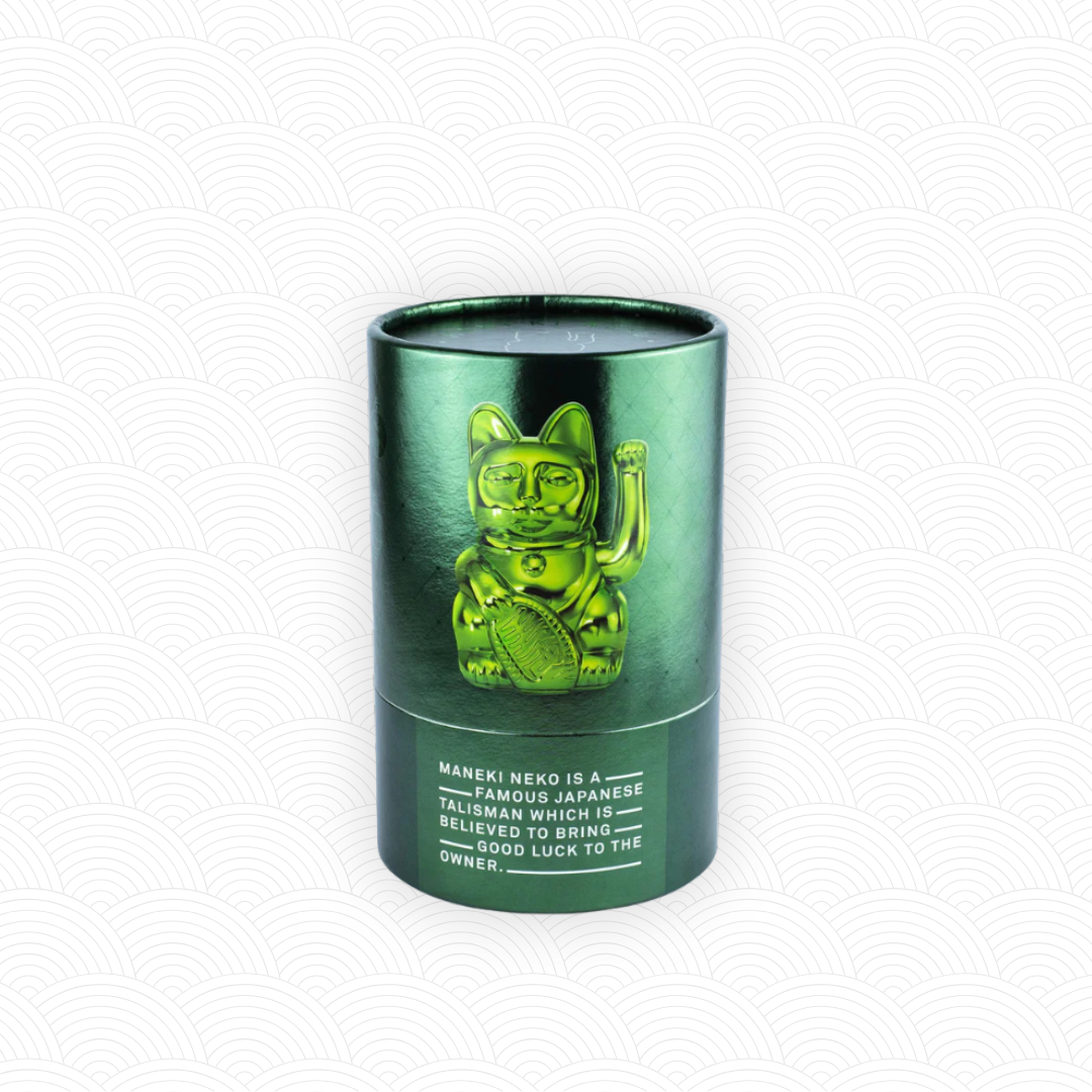 Maneki Neko pour "Noël" vert <br>Lucky cat Christmas glossy green