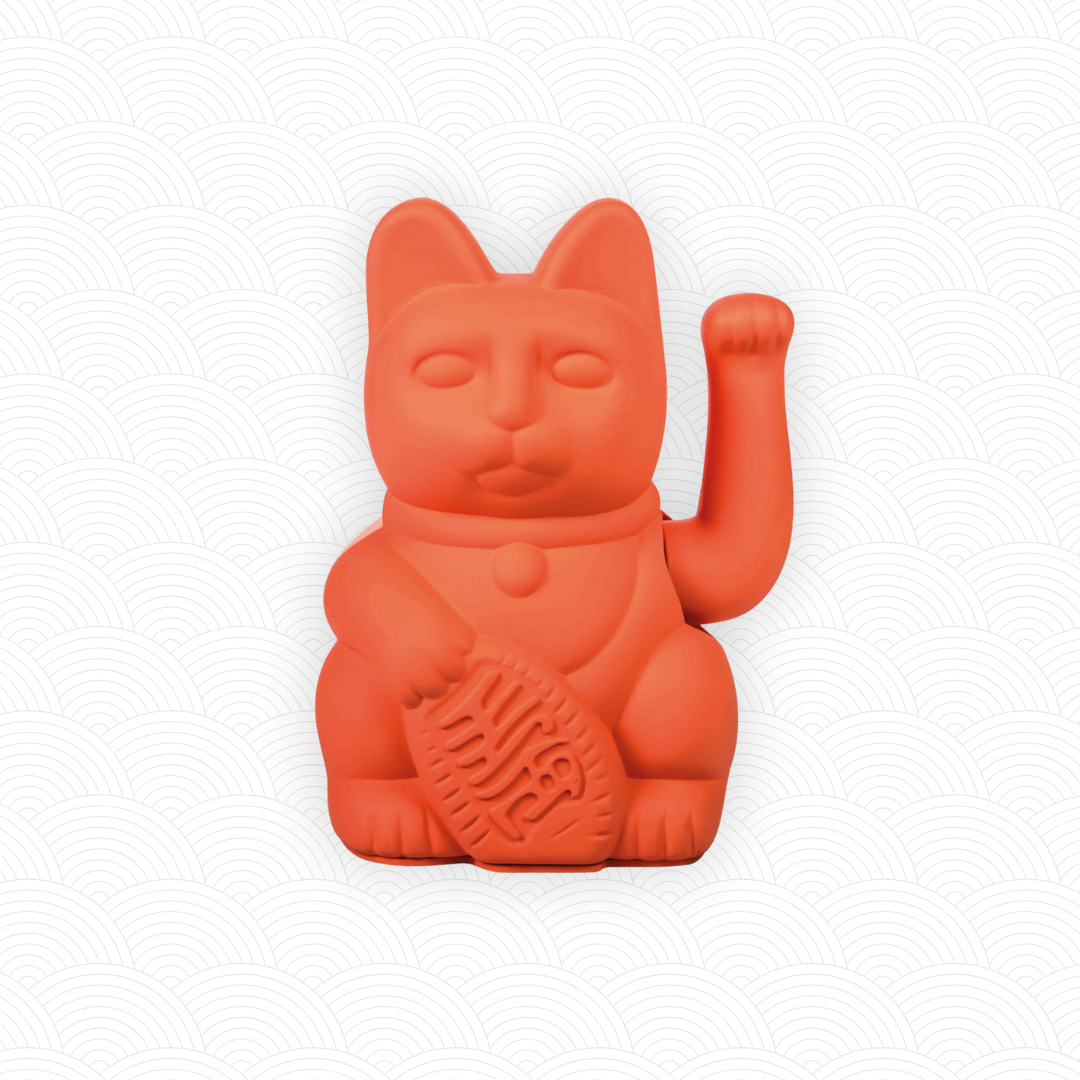 Maneki Neko Orange design<br>Lucky cat Neon Pink