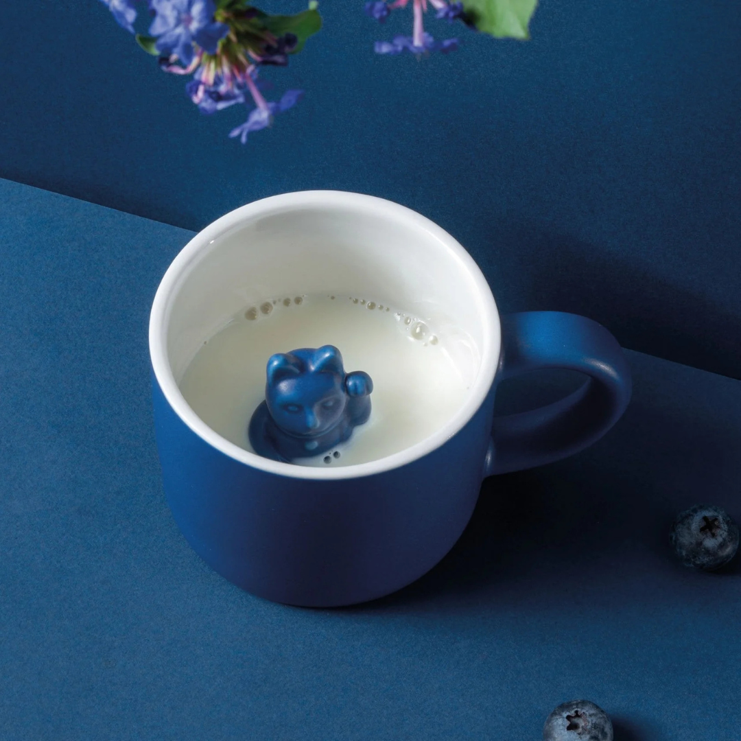 Maneki Neko mug Bleu