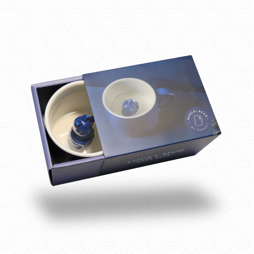 Maneki Neko mug Bleu