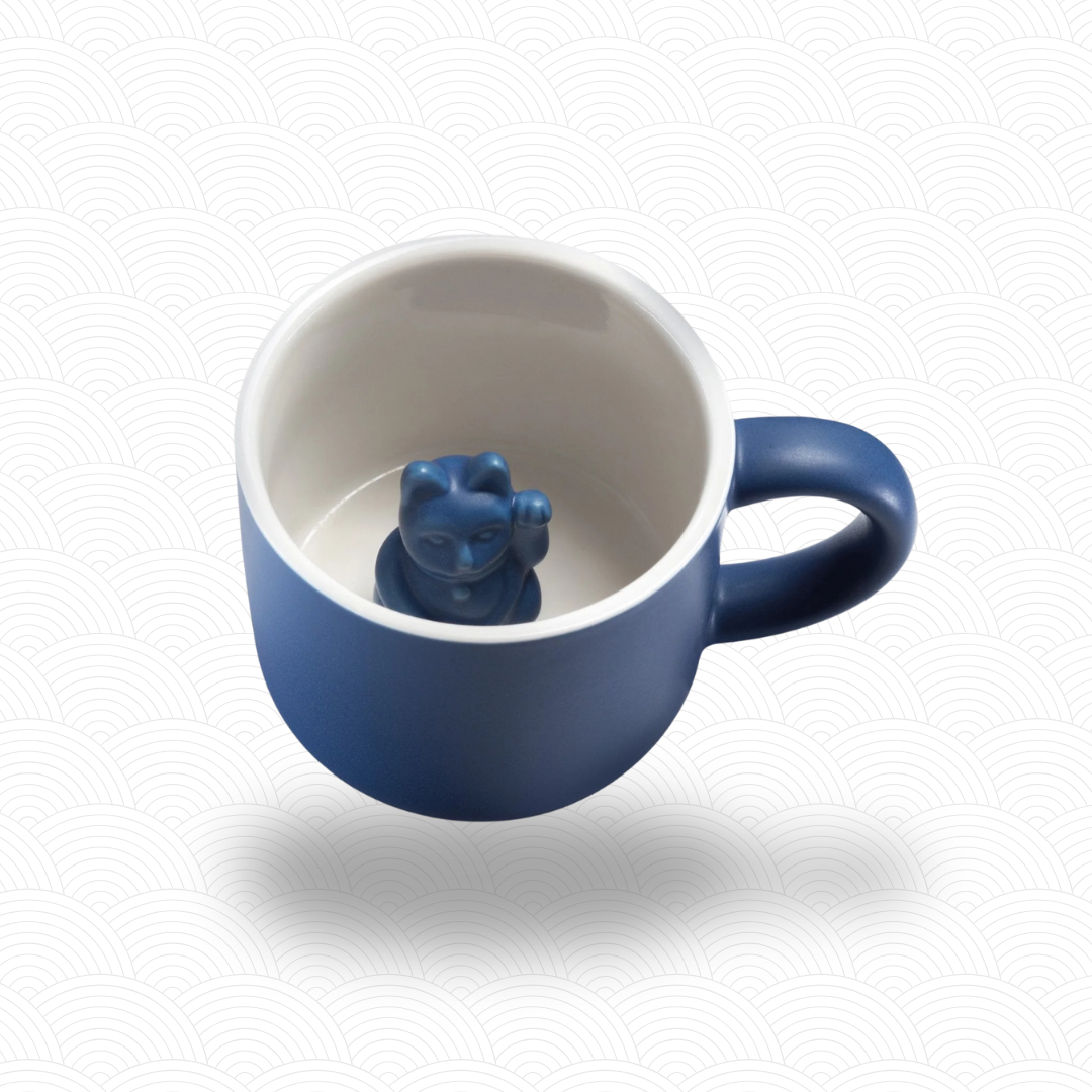 Maneki Neko mug Bleu