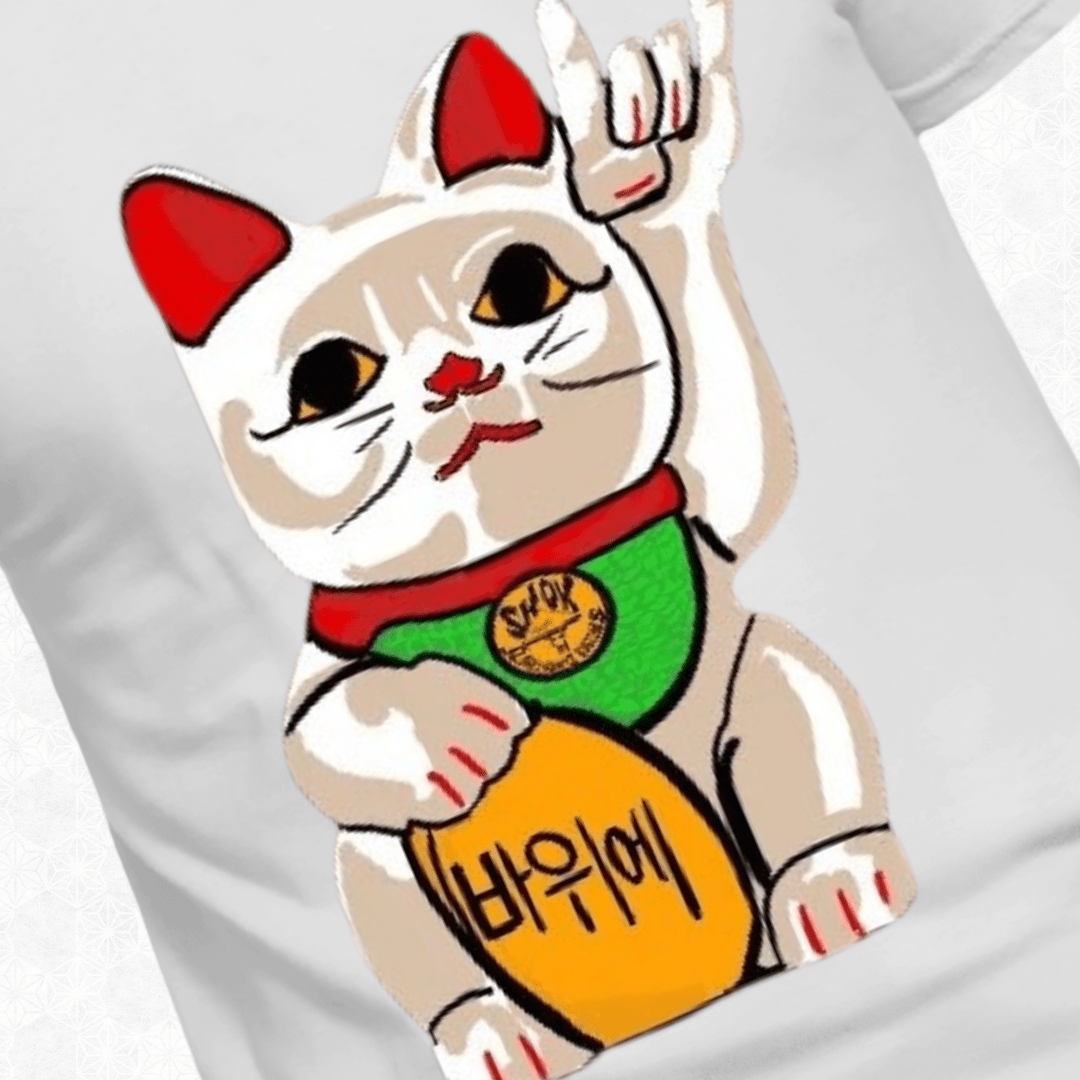 Maneki Neko<br>Rock T-shirt Blanc