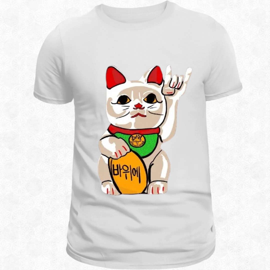Maneki Neko<br>Rock T-shirt Blanc