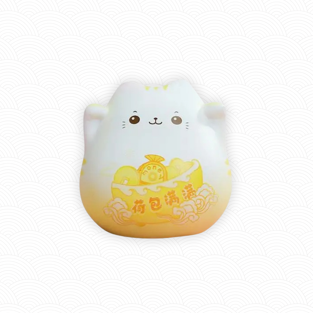 Mini figurine décorative Maneki Neko jaune