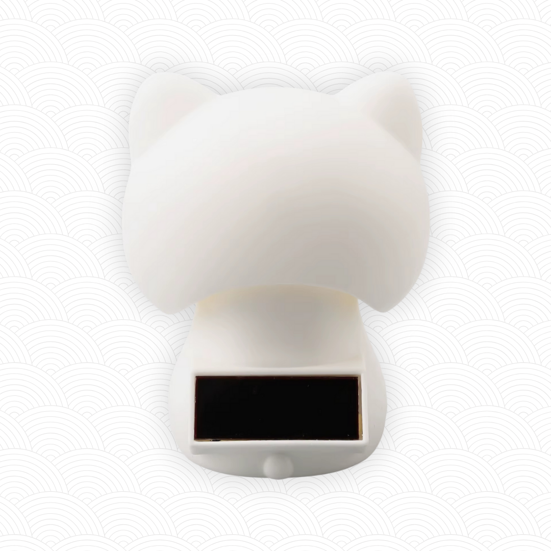 Petite figurine Maneki Neko solaire blanc "Serein"